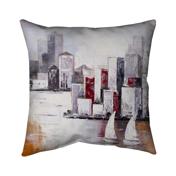 Fondo 26 x 26 in. Sailboats & Urban City-Double Sided Print Indoor Pillow - FO2772745