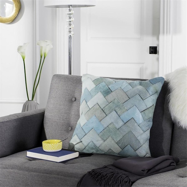 Safavieh 20 x 20 in. Draper Cowhide Pillow, Teal - PLS249A-2020