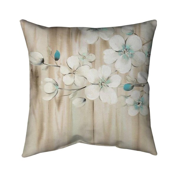 Fondo 20 x 20 in. White Flowers on Wood-Double Sided Print Indoor Pillow - FO2775446