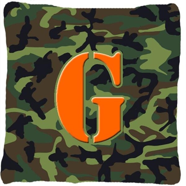 Carolines Treasures Carolines Treasures CJ1030-GPW1414 Monogram Initial G Camo Green Decorative Fabric Pillow - CJ1030-GPW1414