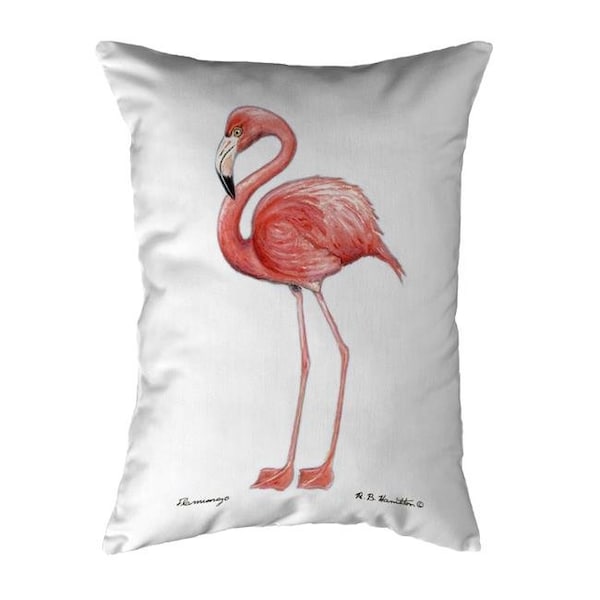 Betsy Drake Betsy Drake KS084W 11 x 14 in. Flamingo White Background Non-Corded Indoor & Outdoor Pillow - KS084W