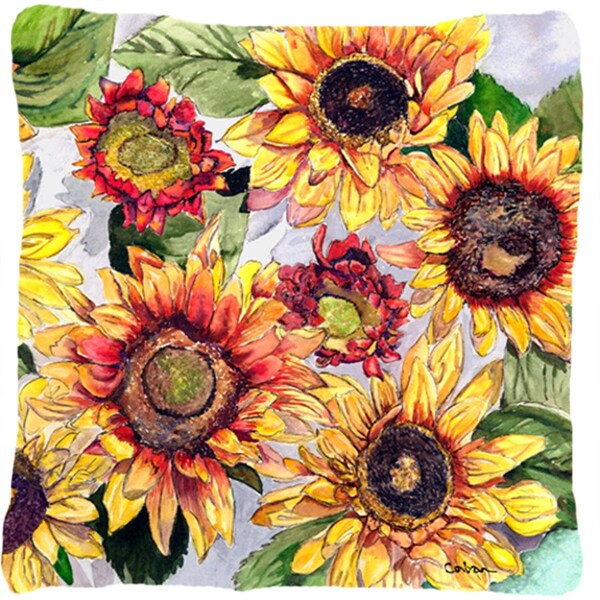 Carolines Treasures Flower - Sunflower Indoor & Outdoor Fabric Decorative Pillow - CA77626