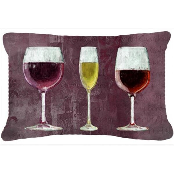 Carolines Treasures Carolines Treasures SB3073PW1216 Three Glasses Of Wine Purple Indoor & Outdoor Fabric Decorative Pillow - SB3073PW1216