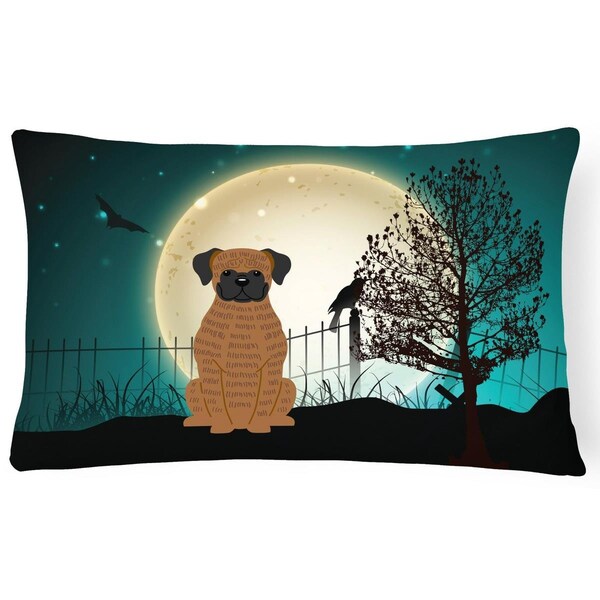 Carolines Treasures Halloween Scary Brindle Boxer Canvas Fabric Decorative Pillow - BB2307PW1216