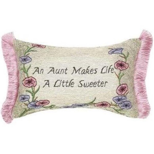 Manual Woodworkers & Weavers Manual Woodworkers & Weavers TWAMLE 12.5 x 8.5 in. Aunt Makes Life Word Lumbar Pillow with Fringe - TWAMLE