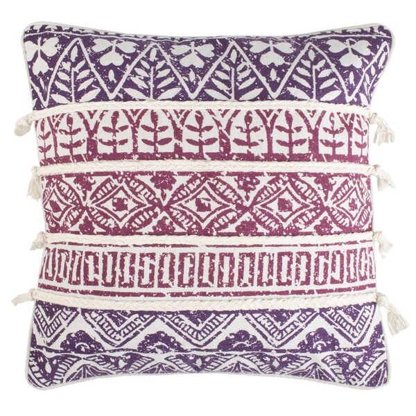 Safavieh 18 x 18 in. Mela Poly Fill Pillow, Purple & Beige - PLS7099A-1818