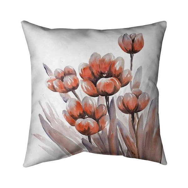 Fondo 26 x 26 in. Watercolor Red Flowers-Double Sided Print Indoor Pillow - FO2794679