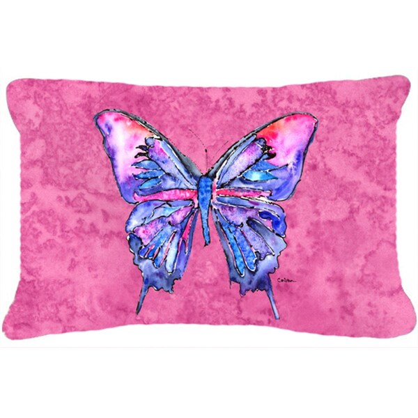 Jensendistributionservices 12 x 16 In. Butterfly on Pink Indoor & Outdoor Fabric Decorative Pillow - MI2554113