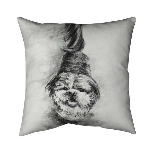 Begin Home Decor 26 x 26 in. Happy Dog Sketch-Double Sided Print Indoor Pillow - 5541-2626-AN185