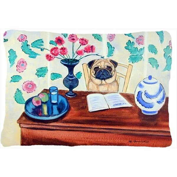 Carolines Treasures Carolines Treasures 7253PW1216 12 x 16 in. Pug Decorative Indoor & Outdoor Fabric Pillow - 7253PW1216