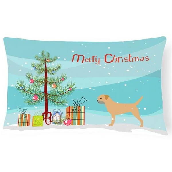 Carolines Treasures Carolines Treasures BB2907PW1216 Border Terrier Merry Christmas Tree Canvas Fabric Decorative Pillow - BB2907PW1216