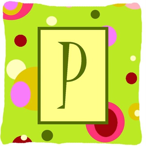 Carolines Treasures Carolines Treasures CJ1010-PPW1414 Letter P Initial Monogram - Green Decorative Indoor & Outdoor Fabric Pillow - CJ1010-PPW1414