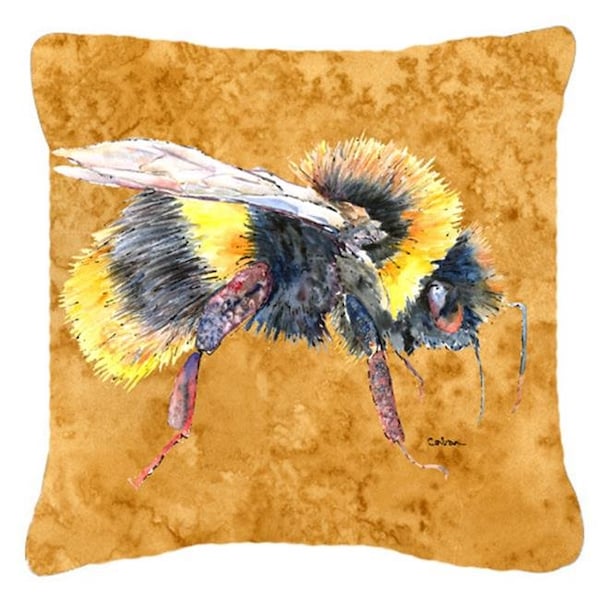 Carolines Treasures Carolines Treasures 8850PW1414 Bee On Gold Indoor & Outdoor Fabric Decorative Pillow - 8850PW1414