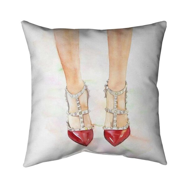 Fondo 26 x 26 in. Red Studded High Heels-Double Sided Print Indoor Pillow - FO2775192