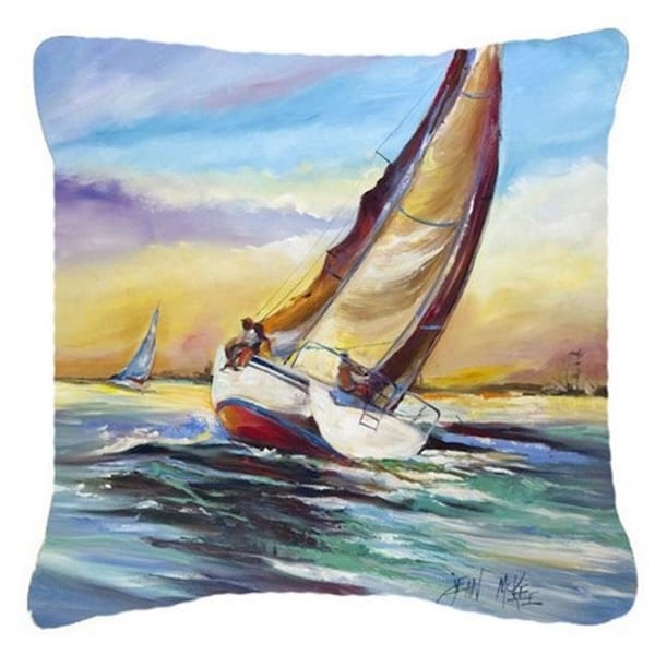 Carolines Treasures Carolines Treasures JMK1237PW1414 Horn Island Boat Race Sailboats Canvas Fabric Decorative Pillow - JMK1237PW1414