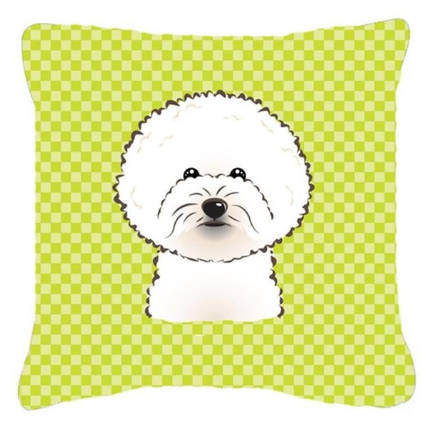 Carolines Treasures Carolines Treasures BB1279PW1818 Checkerboard Lime Green Bichon Frise Fabric Decorative Pillow; 18 x 18 In. - BB1279PW1818