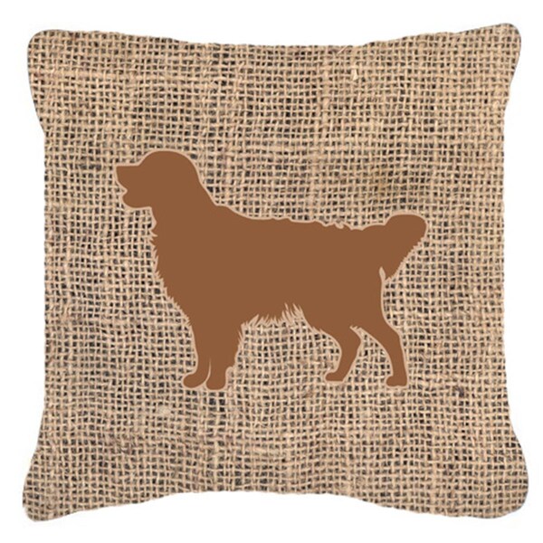 Jensendistributionservices Golden Retriever Burlap & Brown Decorative Fabric Pillow - MI2553840