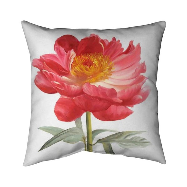 Begin Home Decor 26 x 26 in. Pink Peony-Double Sided Print Indoor Pillow - 5541-2626-FL207