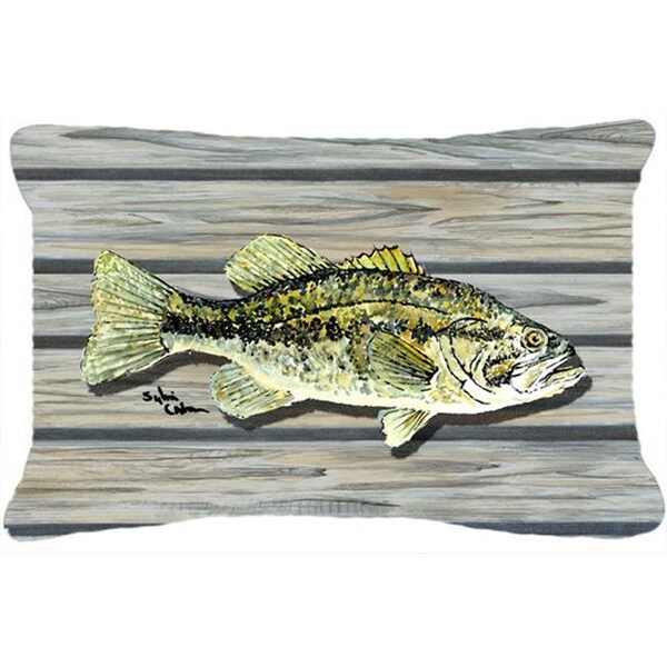Carolines Treasures Carolines Treasures 8493PW1216 Fish Bass Small Mouth Indoor & Outdoor Fabric Decorative Pillow - 8493PW1216