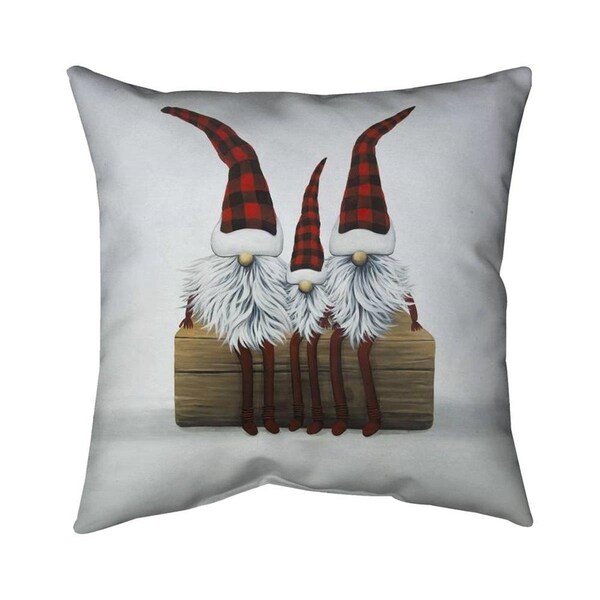 Fondo 26 x 26 in. Three Christmas Gnomes-Double Sided Print Indoor Pillow - FO2779295