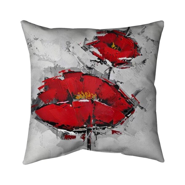 Fondo 26 x 26 in. Texturized Red Poppies-Double Sided Print Indoor Pillow - FO2797831