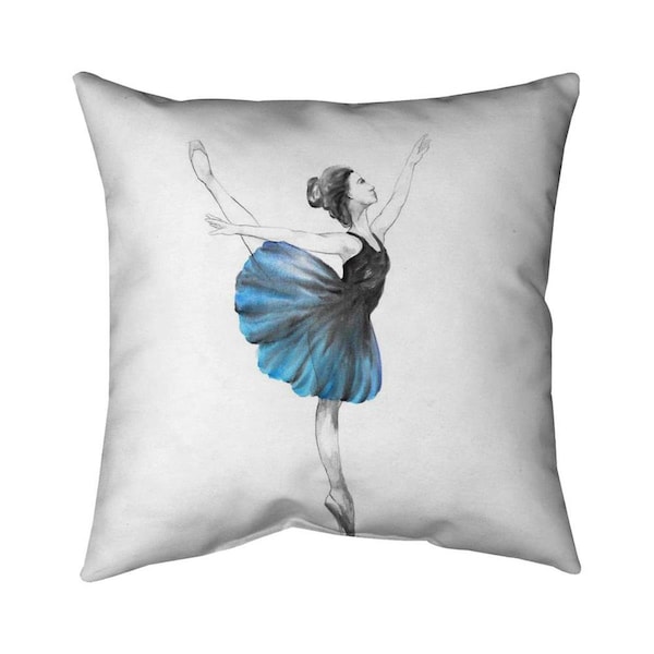 Fondo 26 x 26 in. Small Blue Ballerina-Double Sided Print Indoor Pillow - FO2793666