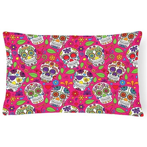 Carolines Treasures Carolines Treasures BB5115PW1216 Day of the Dead Pink Canvas Fabric Decorative Pillow - BB5115PW1216