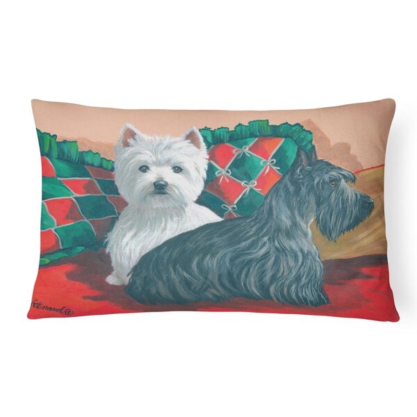 Jensendistributionservices 12 x 3 x 16 in. Westie & Scottie Great Scots Canvas Fabric Decorative Pillow - MI2553266