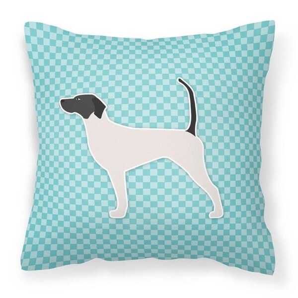 Carolines Treasures Carolines Treasures BB3695PW1818 English Pointer Checkerboard Blue Fabric Decorative Pillow - BB3695PW1818