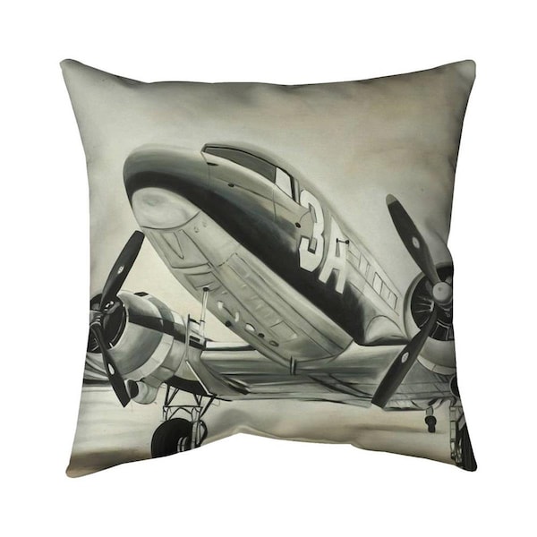 Fondo 26 x 26 in. Vintage Airplane-Double Sided Print Indoor Pillow - FO2793185