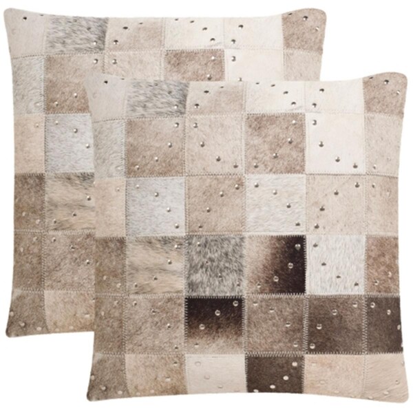 Safavieh Phoebe Pillow- Grey W Silver Studds - 20 x 2.5 x 14 in. - DEC214B-1420-SET2