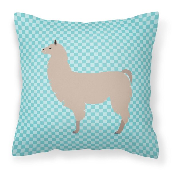Jensendistributionservices Llama Blue Check Fabric Decorative Pillow, 14 x 14 in. - MI2550792