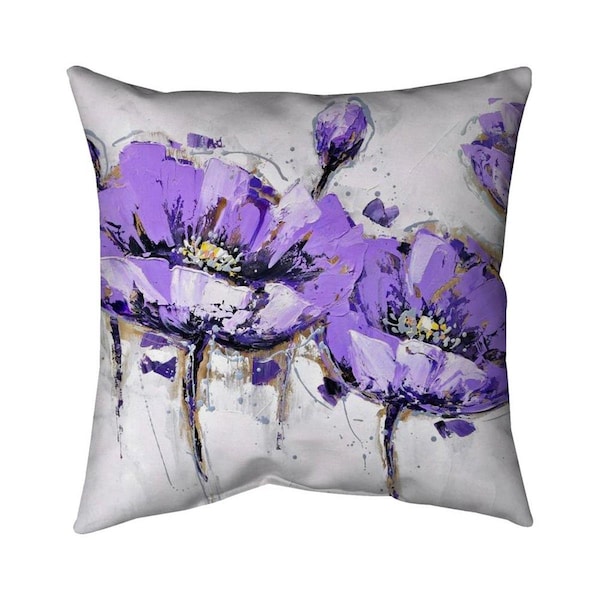 Fondo 26 x 26 in. Abstract Purple Flowers-Double Sided Print Indoor Pillow - FO2794684