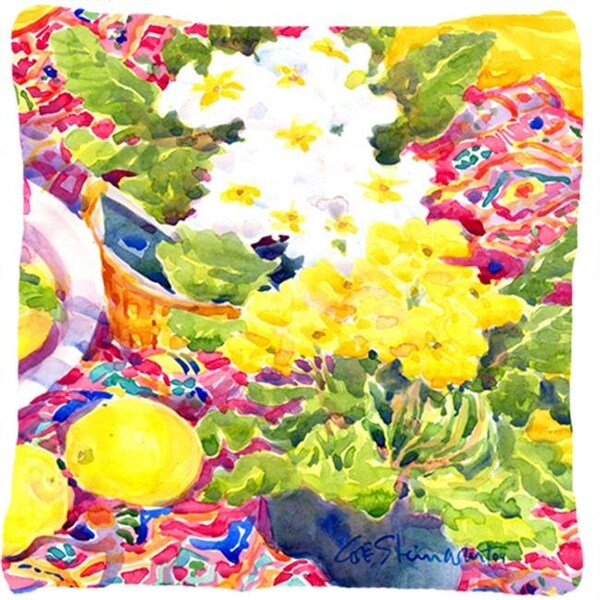 Carolines Treasures Carolines Treasures 6062PW1414 Flower - Primroses Decorative Indoor & Outdoor Fabric Pillow - 6062PW1414