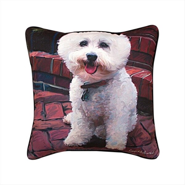 Manual Woodworkers & Weavers Manual Woodworkers and Weavers SLGDBC Paws And Whiskers Glam Dog Bichon Printed Pillow 18 X 18 in. - SLGDBC