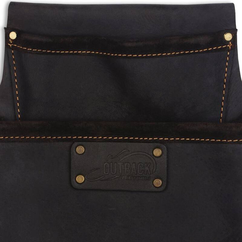 OX TOOLS Oil Tanned Leather Pro 2 Pocket Nail Bag Tool Pouch - OX-P263202