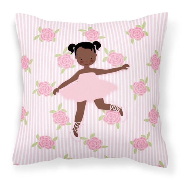 Jensendistributionservices Ballerina African American Ponytails Fabric Decorative Pillow - 14 x 3 x 14 in. - MI2550690