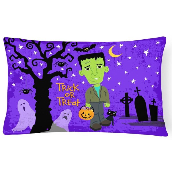 Carolines Treasures Halloween Frankie Frankenstein Canvas Fabric Decorative Pillow - VHA3021PW1216