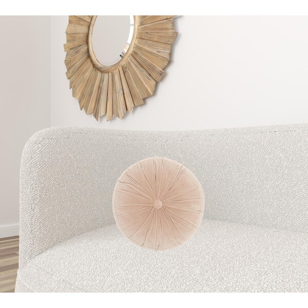 Homeroots 16 x 16 in. Light Pink Tufted Round Throw Pillow - 386282