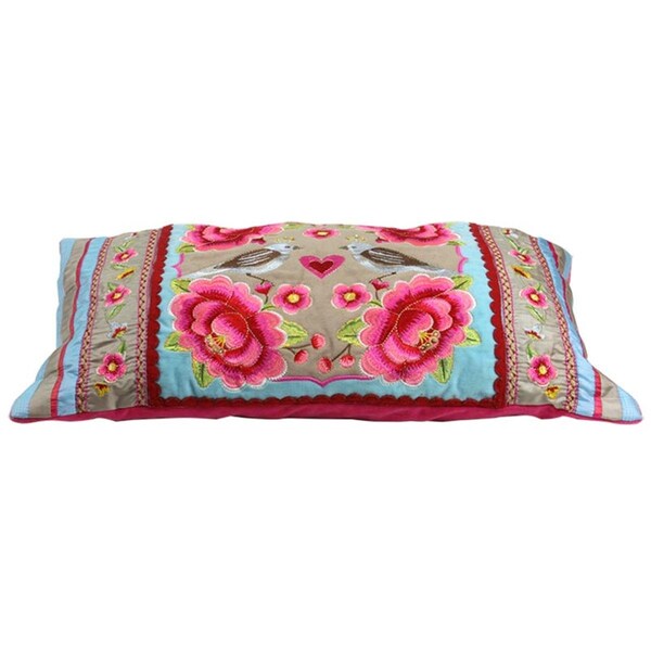 Heritage Lace 12 x 20 in. Pip Studio Birds Multi Flower Pillow Cover, Khaki - 51.040.093