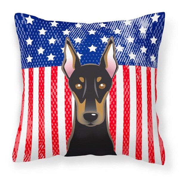 Jensendistributionservices American Flag & Doberman Fabric Decorative Pillow, 14 x 3 x 14 in. - MI2557948