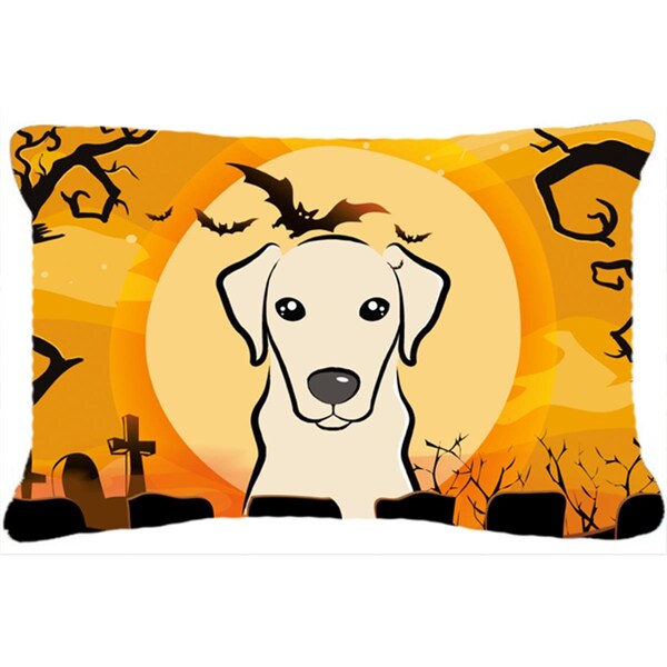 Carolines Treasures Halloween Yellow Labrador Fabric Decorative Pillow - BB1780PW1216