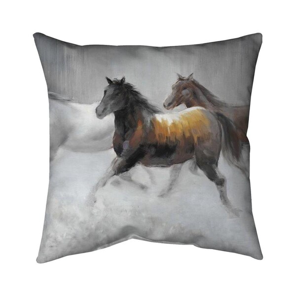 Fondo 26 x 26 in. Herd of Wild Horses-Double Sided Print Indoor Pillow - FO2775472