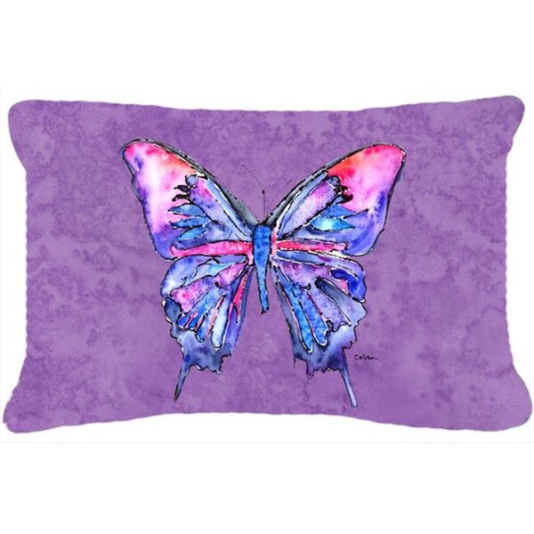 Carolines Treasures Carolines Treasures 8860PW1216 12 x 16 In. Butterfly on Purple Indoor & Outdoor Fabric Decorative Pillow - 8860PW1216