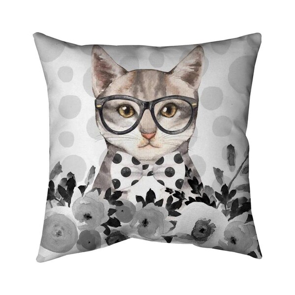 Fondo 26 x 26 in. Geek Cat-Double Sided Print Indoor Pillow - FO2794562
