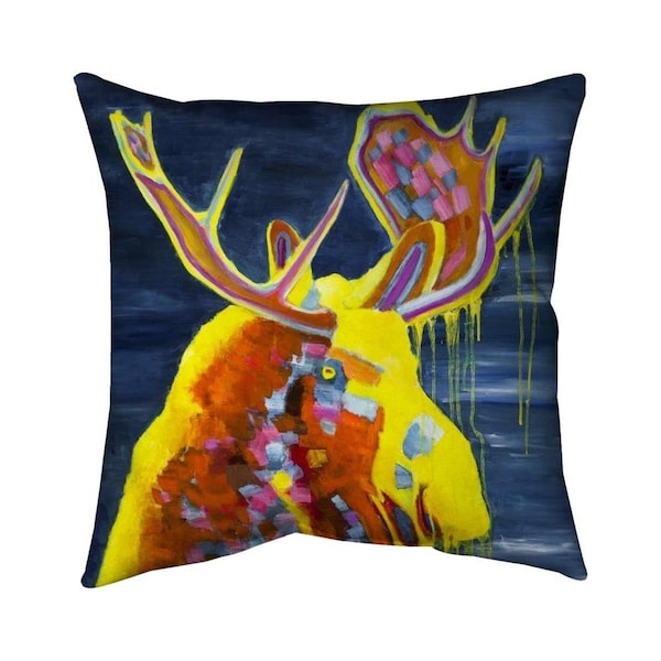 Fondo 26 x 26 in. Colorful Moose-Double Sided Print Indoor Pillow - FO2795409