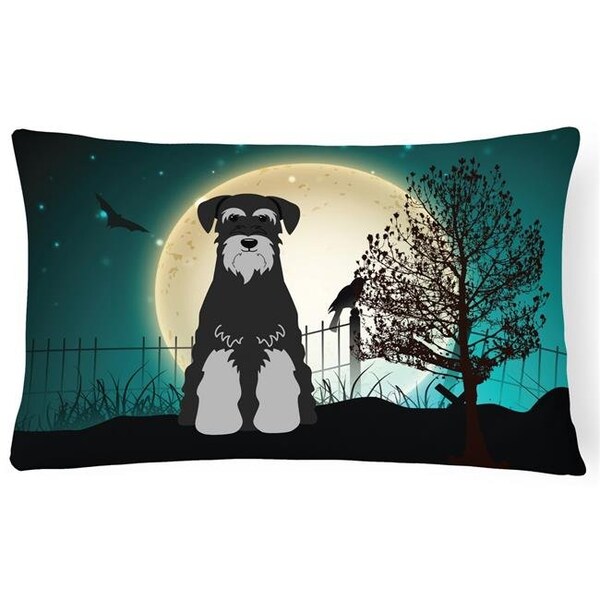 Carolines Treasures Carolines Treasures BB2224PW1216 Halloween Scary Standard Schnauzer Black & Grey Canvas Fabric Decorative Pillow - BB2224PW1216
