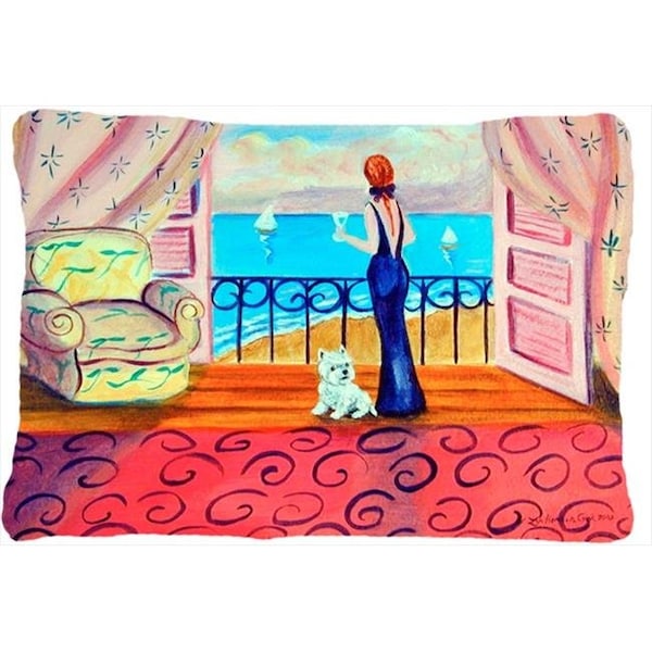 Carolines Treasures Carolines Treasures 7125PW1216 12 x 16 in. Westie With Mom And A View Decorative Indoor & Outdoor Fabric Pillow - 7125PW1216