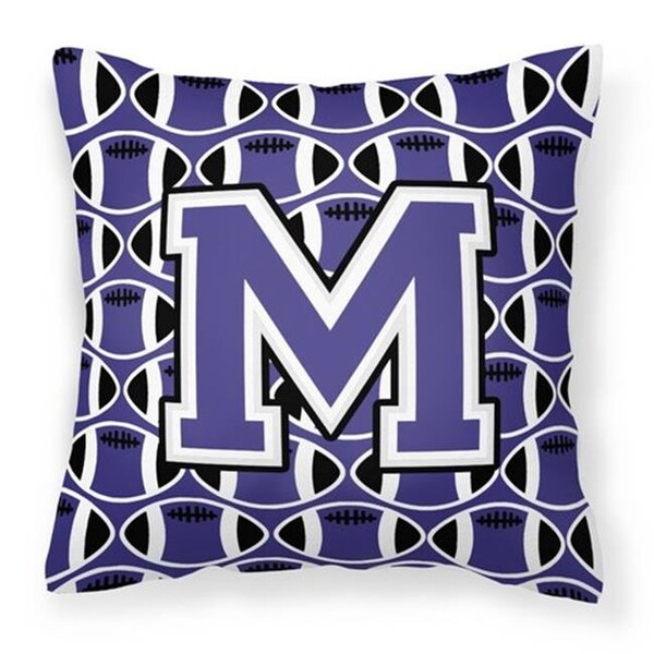 Carolines Treasures Carolines Treasures CJ1068-MPW1414 Letter M Football Purple & White Fabric Decorative Pillow - CJ1068-MPW1414