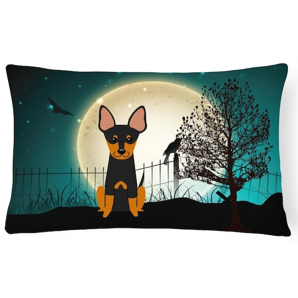 Carolines Treasures Halloween Scary English Toy Terrier Canvas Fabric Decorative Pillow - BB2299PW1216